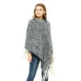 thumbnail image 2 of StylesILove Autumn Winter Women Solid Knitted V-Neck Pullover Fringe Poncho Sweater Lightweight Cape Cozy Wrap Tassel Shawl (Black), 2 of 5