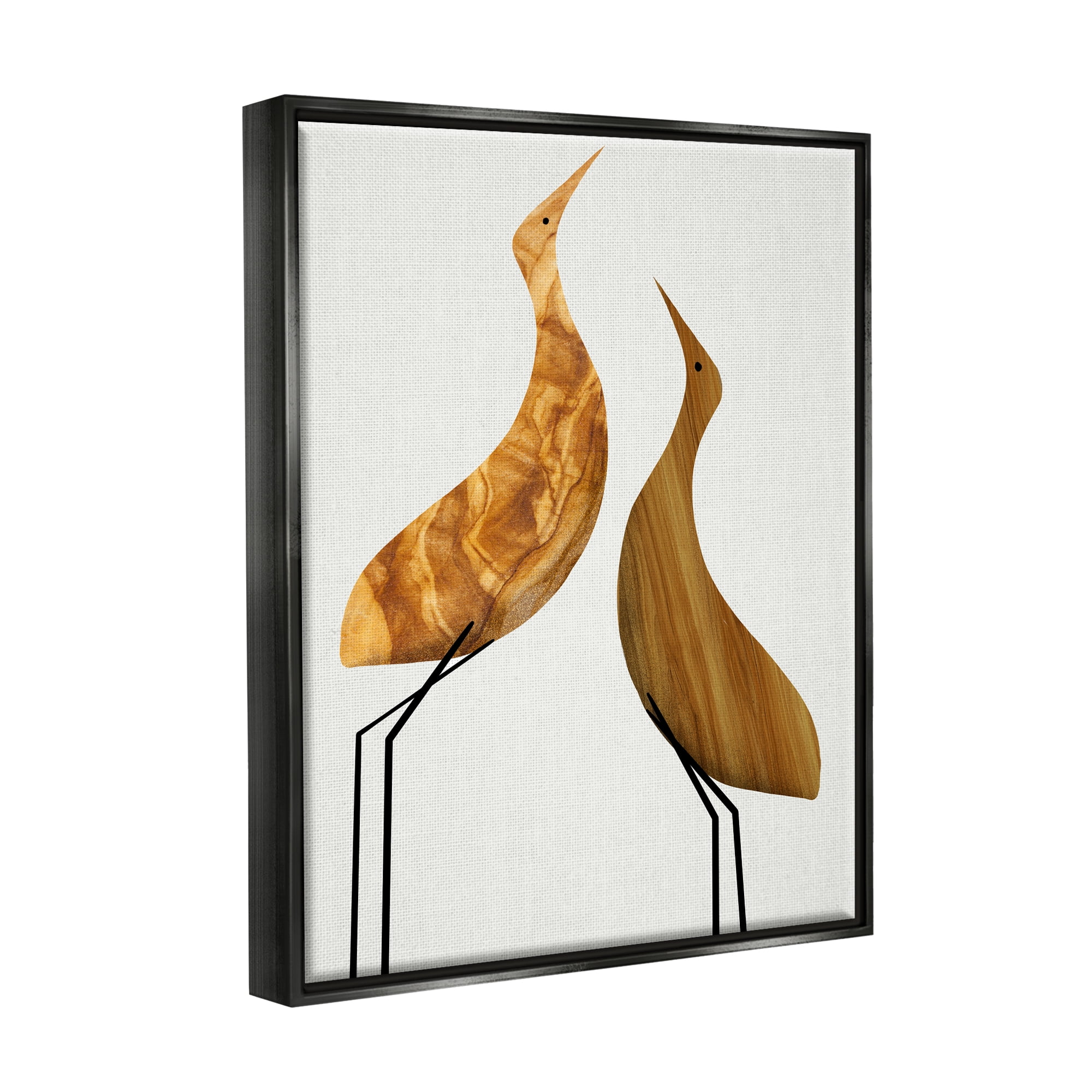 Stupell Industries Modern Rustic Tree Patterned Birds Minimal Abstract Jet Black Framed Floating Canvas Wall Art, 24x30, by Daphne Polselli