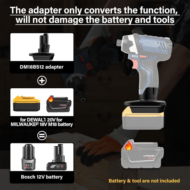 Adapter for Mil.wau.kee 18V M18 for De.walt 20V Lithium ion Battery,Convert to use Bos.ch 12V Power Tools