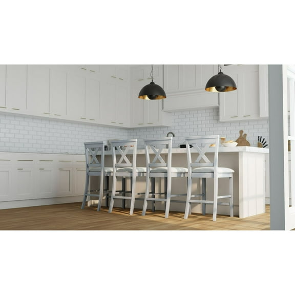 Contemporary Home Living X-Back Counter Stools - 40" - Antique White - Set of 2