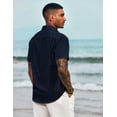 thumbnail image 4 of Coshow Men's Casual Button Down Shirts Short Sleeve Linen Shirts Summer Beach Dress Shirt, 4 of 6