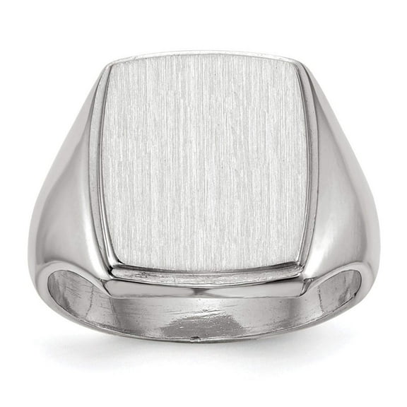 14k White Gold Polished Solid Back Signet Ring Size 10 Ring for Women - 13.1 Grams