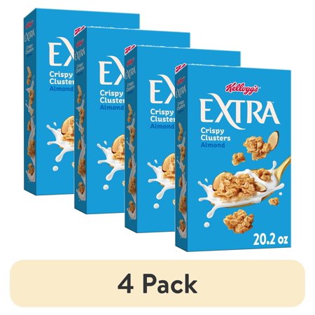 (4 pack) Kellogg's Extra Granola Cereal, Fiber Cereal, Family Breakfast, Almond, 20.2oz Box (1 Box)