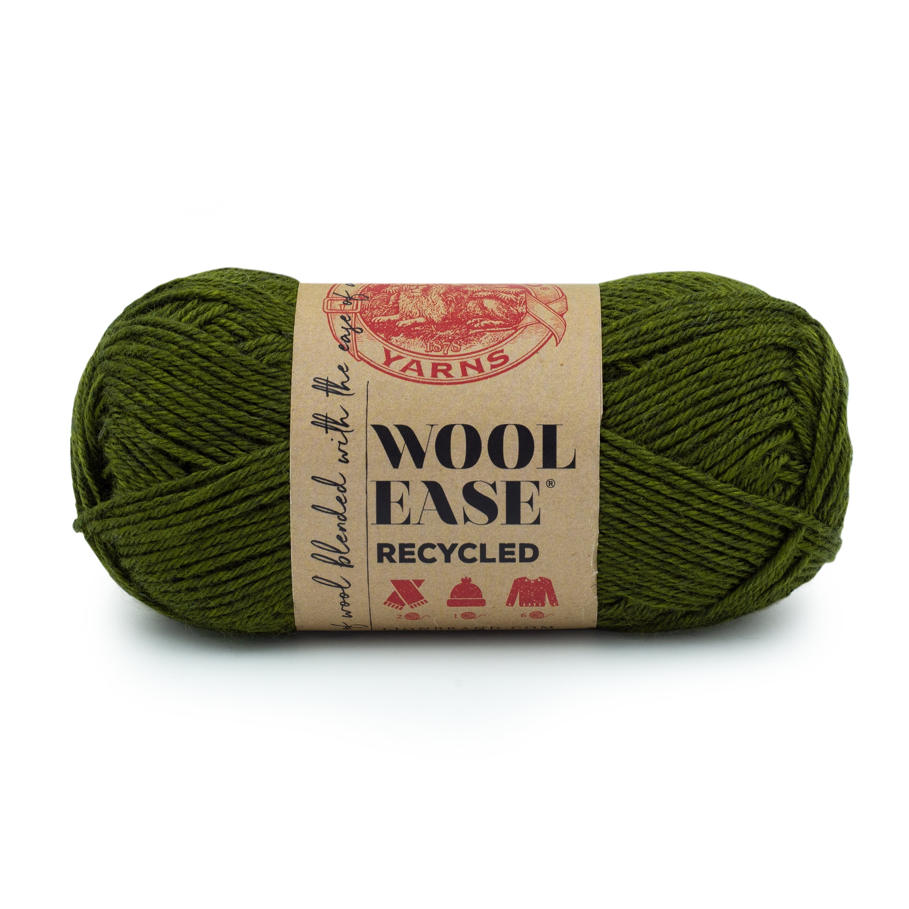 (2 pack) Lion Brand Wool-Ease Recycled Olive 632-172T Medium Yarn