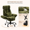thumbnail image 5 of Bestier Big and Tall Executive Office Chair with Massage and Footrest Ergonomic Computer Desk Chair Reclining High Back Plush Velvet Swivel Chair with Lumbar Back Support, Olive Green, 5 of 12