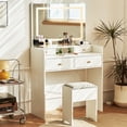 JanflyHome Vanity Desk Set with Drawer & Power Outlet, 34" Large Mirror ...