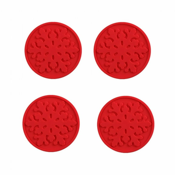 AUQ Silicone Coasters,Easy to Clean and Maintain Coasters for Drinks,Excellent Heat Protection Cup Coaster,Red,90*3mm