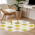 thumbnail image 4 of Round Area Rug 3 Ft, Yellow Orange Moroccan Washable Non-Slip Circle Carpet for Living Room/Bedroom, Vintage Boho Geometric Pattern Gray Low-Profile Small Floor Mats Collection Rugs for Indoor, 4 of 8