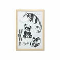 thumbnail image 1 of Panda Wall Art with Frame, Cheerful Animal Different Poses Bamboo Branch Painting Print, Printed Fabric Poster for Bathroom Living Room, 23" x 35", Black White, by Ambesonne, 1 of 2