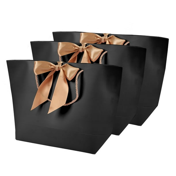 Bolsas De Papel Negras Detalles Exquisitas Bolsas De Embalaje Boutique Dorado Paraecasases Especiales