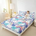 thumbnail image 5 of Feelyou Cartoon Blue Rainbow Twin Sheet Sets for Kids, Dreamy Starry Sky Cloud Twin Fitted Sheet, Cute Love Heart Flat Sheet, Breathable Home Decor, 3 Pieces, 5 of 8