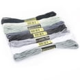 thumbnail image 4 of Yuarrent Bordado de algodón multicolor Hilos de punto de cruz Colorfast Coloridos ovillos de costura Suministros de costura Gris 8 colores No.06 10Conjunto, 4 of 6