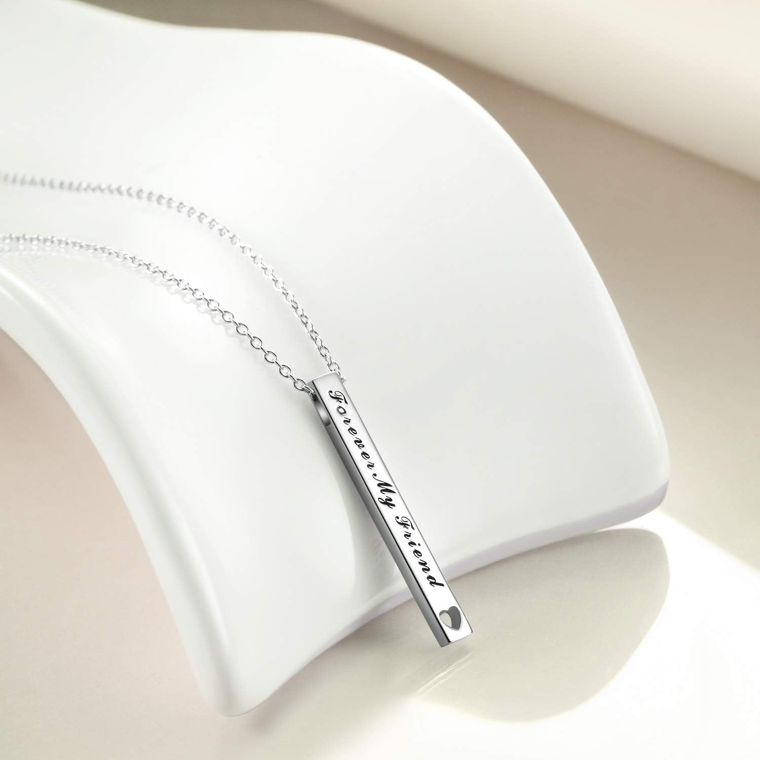 Sterling Silver Bar Necklace - Inspirational Jewelry for Women: Birthday Gifts for Sister, Friends