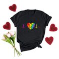 thumbnail image 2 of Camisetas con estampado de latidos del corazón y cuello redondo para mujer, blusas femeninas cómodas a la moda, Tops de San Valentín Fridja  gope2207, 2 of 7