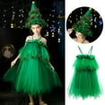 thumbnail image 2 of Odeerbi Christmas Dresses For Girls Toddler Kids Baby Christmas Tree Outfits Dress Tops Party Vest Hat Outfits Green, 2 of 9