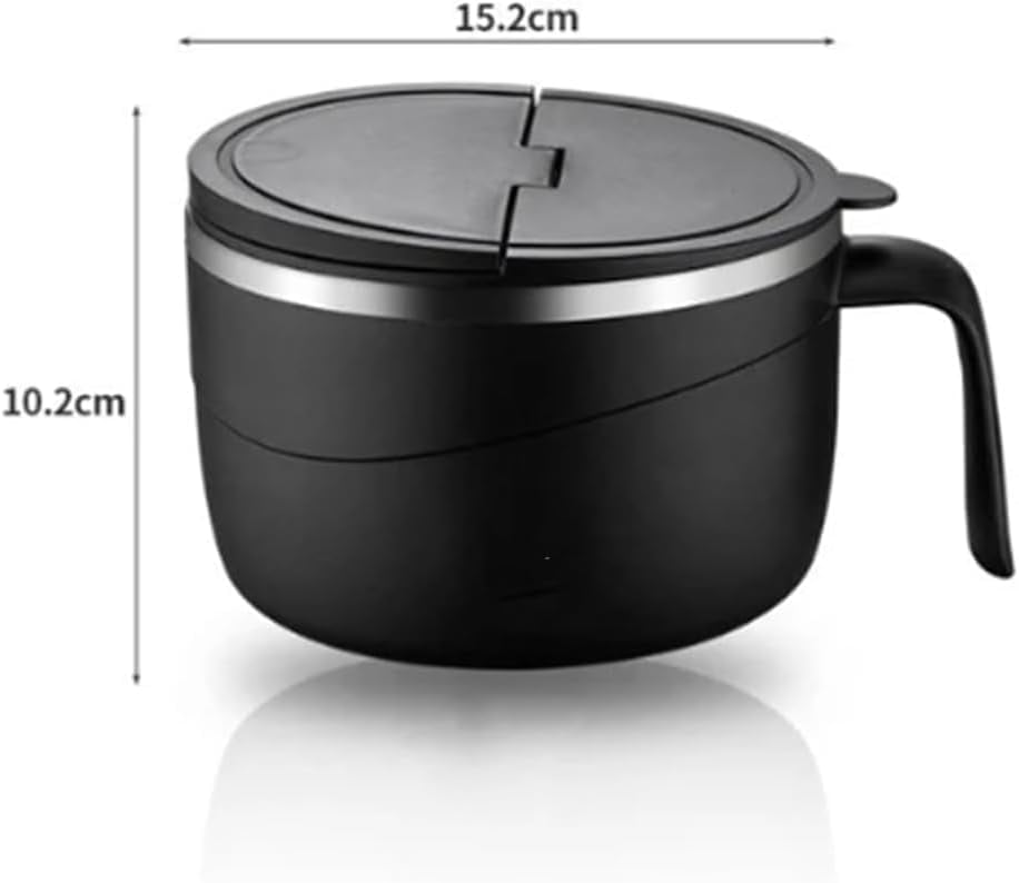 304 Stainless Steel Multi-Purpose Anti-Scald Large-Capacity Instant Noodle Bowl, Insulated Noodle Bowl With Lids, Double-Layer Anti-Scald, For Kitchens, Offices (#4)