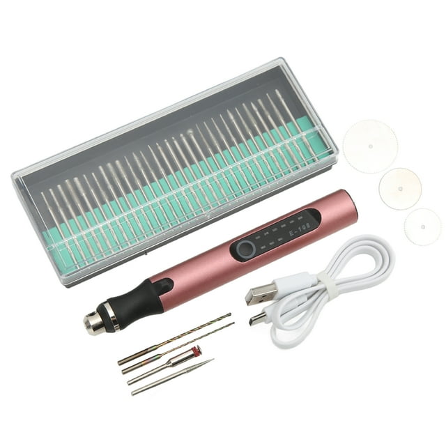 Stylo de Gravure, Machine de Gravure Portable Facile à Utiliser avec Charge Sans Fil pour Perçage, Découpe, Meulage, Lettrage Or Rose
