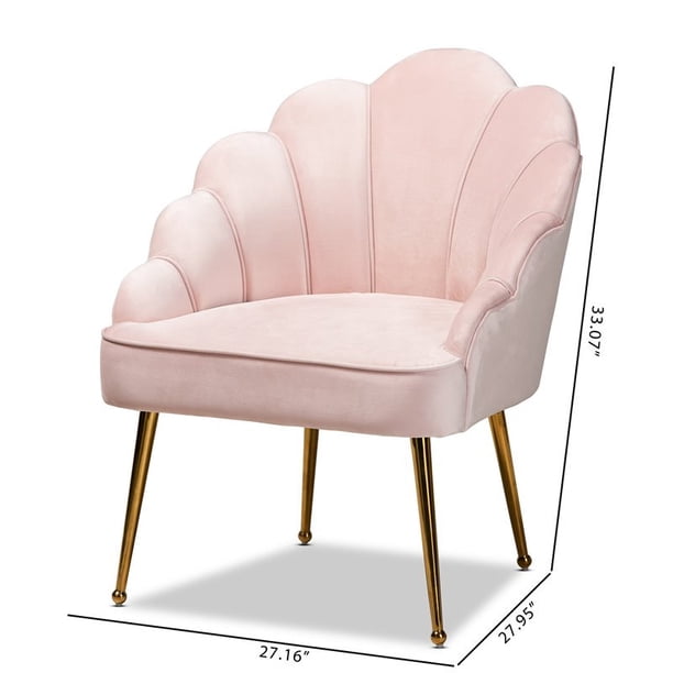 Baxton Studio Cinzia Velvet and Gold Finish Seashell Accent Chair