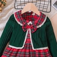 thumbnail image 4 of Mercatoo 2 Piece Girl Christmas Outfit Sleeveless Plaid Dress and Ribbed Cardigan Set Toddler Baby Girl Dress and Cardigan, 4 of 6