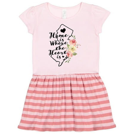 

Inktastic New Jersey Home is Where the Heart is with Watercolor Floral Gift Toddler Girl Dress