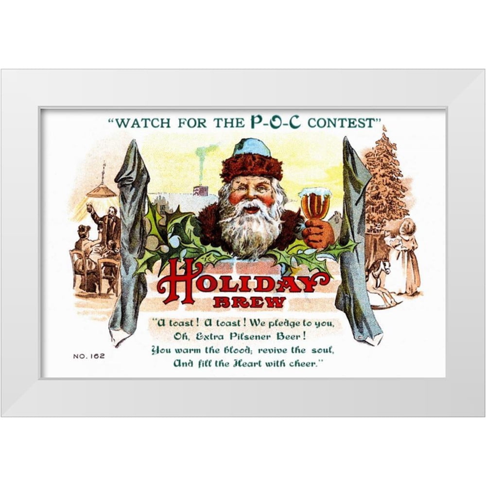 Vintage Booze Labels 24x17 White Modern Wood Framed Museum Art Print Titled - Holiday Brew