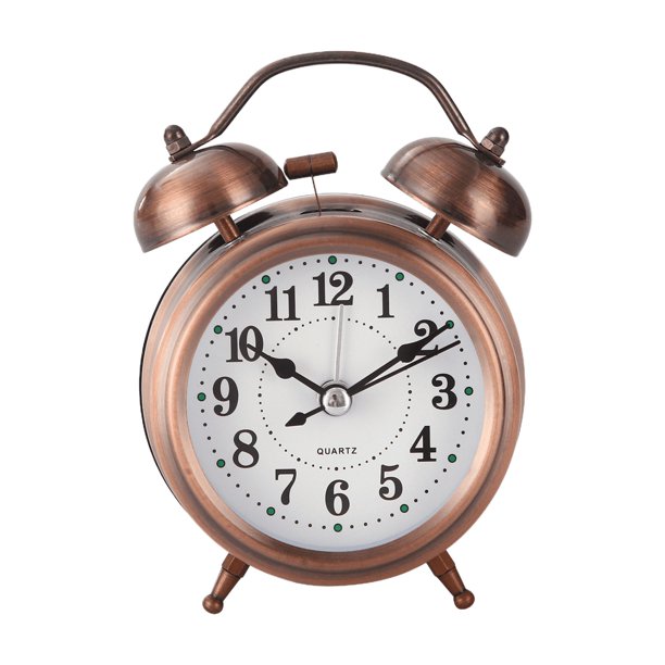 Reloj despertador vintage de metal cobre con doble campana con luz nocturna