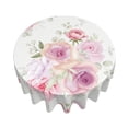 thumbnail image 3 of XMXT Waterproof Table Cloth, Elegant Pink Roses Print Polyester Round Tablecloth for Dining Party Decor, 60 inches, 3 of 8
