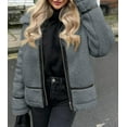 thumbnail image 5 of Women's Faux Fur Leather Patchwork Moto Jacket - Sherpa Lined Winter Coat with Zip Up, Trendy Cold Weather Outerwear, 5 of 7