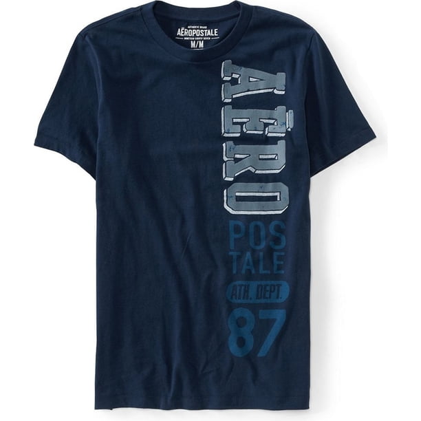 Aeropostale - Camiseta gráfica para hombre con fieltro vertical, azul, XXL Aeropostale Camiseta gráfica