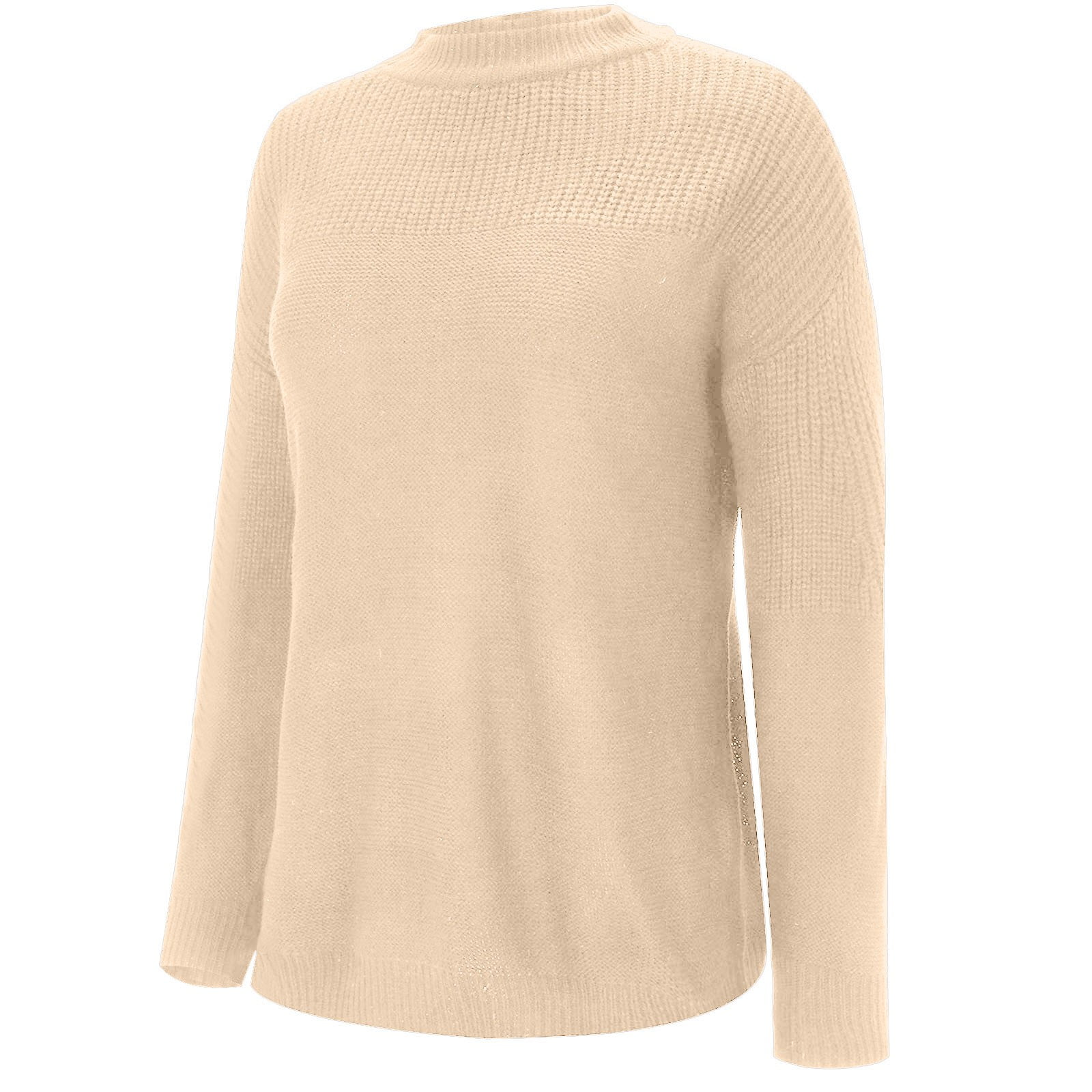 Holzkary Women's Casual Long Sleeve Sweaters Women's Casual Long Sleeve Sweaters Loose Crewneck Knit Solid Pullover Sweater Jumper Tops Loose Crewneck Knit Solid Pullover Sweater Jumper Tops Khaki M