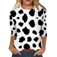 thumbnail image 1 of TSADFHJI Chandails en Molleton pour Femmes Zip Tops d'Été pour Femmes Col Rond Manches Trois-Quarts T-Shirt Imprimé Floral Confortable Blouse L Blanc, 1 of 5