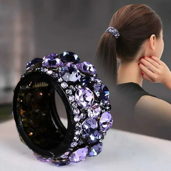 opvise Non-slip Comb Design Elegant Ponytail Hair Clip Colorful Rhinestone Decor Ponytail Hairpin Styling Tool I