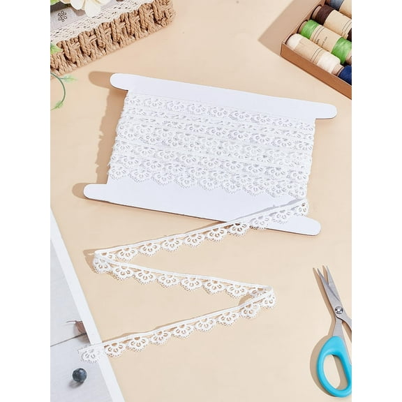 5 Yards Milk Fiber Lace Trim Ribbon Clothes Accessories White Flower 5/8 inch(16mm)
