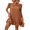 Caramel, variant on Cuteduck Womens Dresses Ruffle Sleeve Ruffle Hem Round Neck Textures Casual Dresses S-XL