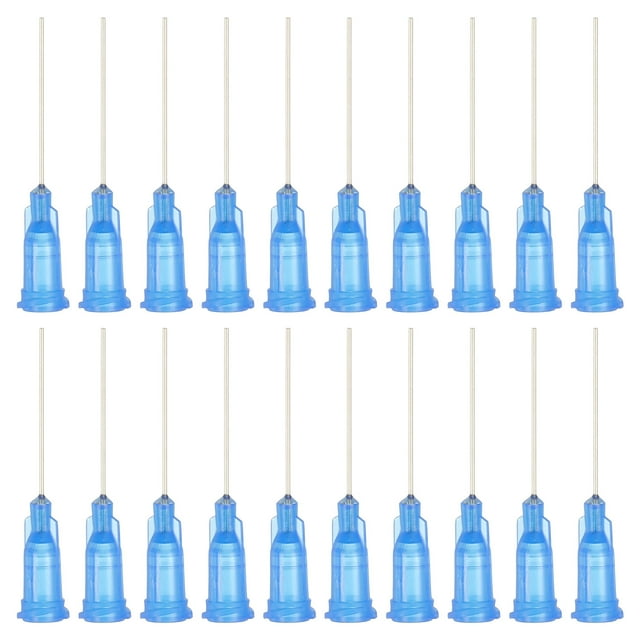 22Ga Dispensing Needles, 52PCS 1 Inch Industrial Blunt Tip Dispensing Needle Syringes with Luer Lock Needle for Refilling Liquid Inks Adhesive Glue Oil,Blue