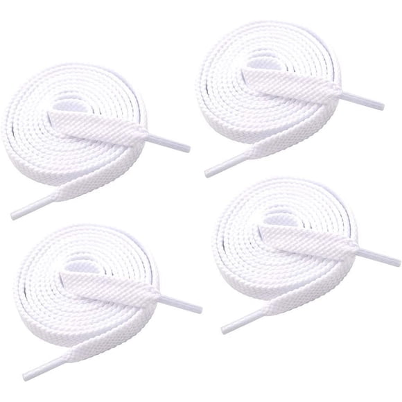 YQHWQ Double Layer Shoe Laces for Sneakers,5/16" Flat Shoelaces Compatible with Converse, Vans, and Air Force - 2 Pairs 01 White 45" ( 114 CM )
