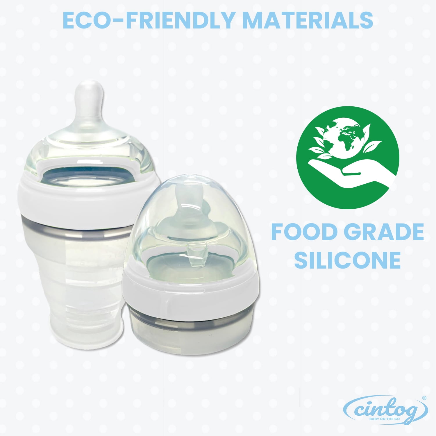 Cintog Collapsible Anti-Colic Baby Bottle/Soap Dispensing Brush Combo, Silicone, 2 Pack, 6 fl oz