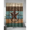 thumbnail image 5 of Texas Star Shower Curtain Set, Waterproof Shower Curtains for Bathroom, Teal Brown Farmhouse Wooden Country Washable Fabric Cloth Bath Curtain for Bathtub Decoration with Hooks 72x78 Inches, 5 of 6