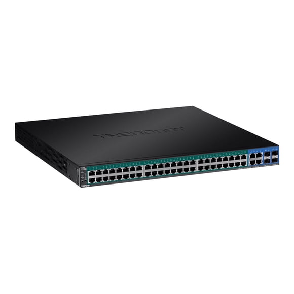 TRENDnet TPE 5240WS - Switch - smart - 48 x 10/100/1000 (PoE+) + 4 x combo Gigabit SFP - desktop, rack-mountable - PoE+ (370 W) - AC 100 - 240 V - TAA Compliant