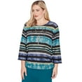 thumbnail image 3 of Alfred Dunner Womens Biadere Melange Stripe Top With Necklace, 3 of 4