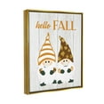 thumbnail image 3 of Stupell Industries Hello Fall Whimsical Gnomes Graphic Art Metallic Gold Floating Framed Canvas Print Wall Art, Design by CAD Designs, 3 of 6
