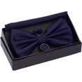 thumbnail image 2 of LAICAIW Mens Solid Color Double Fold Pre-tied Bow Tie and Pocket Square Cufflink Set with Gift Box, 2 of 6