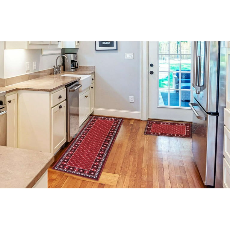 Kitchen Rug Non-Skid Rugs for kitchen floor Non-Slip, Kitchen runner with  Rubber Backing, Entryway Hallway Floor Mat, Low Profile Door Mat (2' x 7')