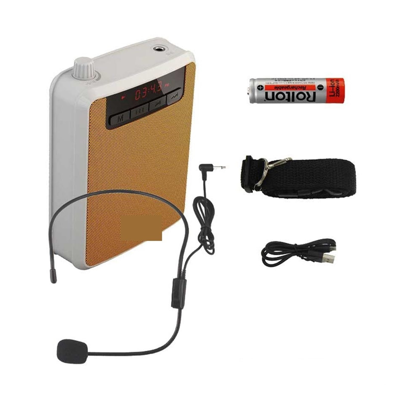 Portable Megaphone Voice Amplifier Band Waist Radio Clip Support FM TF MP3 Speaker Power Bank Tour Guides, Teachers ,Easy to Operate