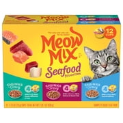 Meow Mix Savory Morsels Seafood Favorites Variety Pack, 2.75 oz Can (12 Pack)