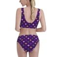 thumbnail image 3 of Picia Purple Mardi Gras Women's High Waisted Bikini Scoop Neck Swimsuit Two Pieces Bathing Suit-Medium, 3 of 8