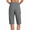 thumbnail image 3 of RQYYD Women's Bermuda Shorts with Pockets 11" Knee Length Stretch Comfy Drawstring Long Shorts for Women Summer Walking Gray XXL, 3 of 6