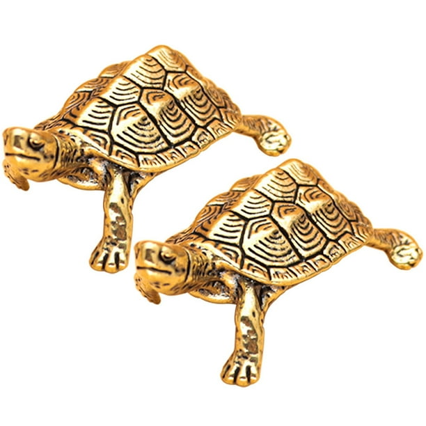 piezas de adorno de mesa de tortuga de latón retro, exquisito artículo de bronce para decoración de escritorio del hogar.