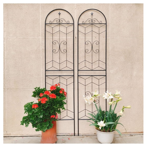 2 Pack Metal Garden Trellis 86.7" x 19.7" Rustproof Trellis for Climbing Plants Outdoor Flower Support Black