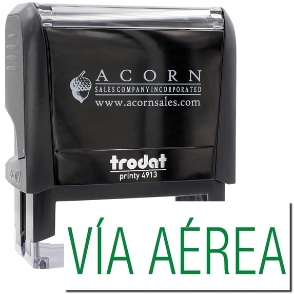 Large Self-Inking Via Aerea Stamp, Trodat Printy 4913, Press and Print Stamping, Impression Size 7/8" x 2-1/4", Up to 10,000 Impressions - Green Ink